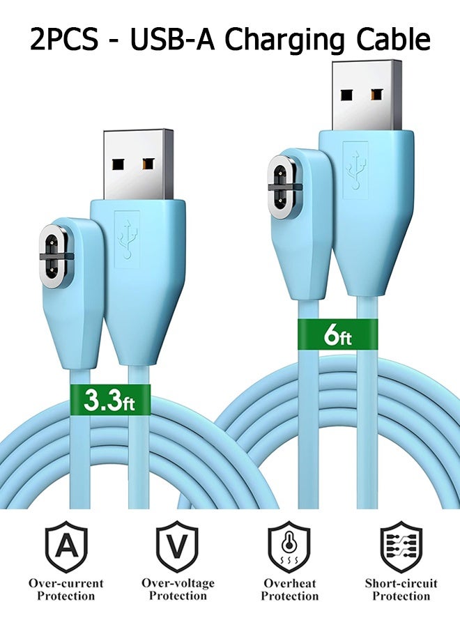 دبليو أف أف أو عبوة من 2 - كابل شحن مغناطيسي بطول 3.3 قدم / 6 قدم لسماعات Aftershokz Aeropex AS800 و Shokz OpenRun و Pro و Mini و OpenComm لاستبدال كابل الشحن، كابل شاحن USB بالمغناطيس لتوصيل العظم - أزرق - Image 1